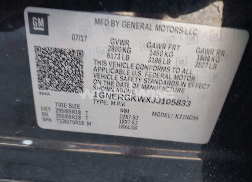 Photo 9 of 2018 Chevrolet Traverse 1LT (VIN 1GNERGKWXJJ105833)