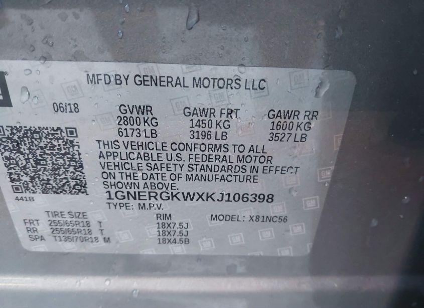 Photo 9 of 2019 Chevrolet Traverse 1LT (VIN 1GNERGKWXKJ106398)