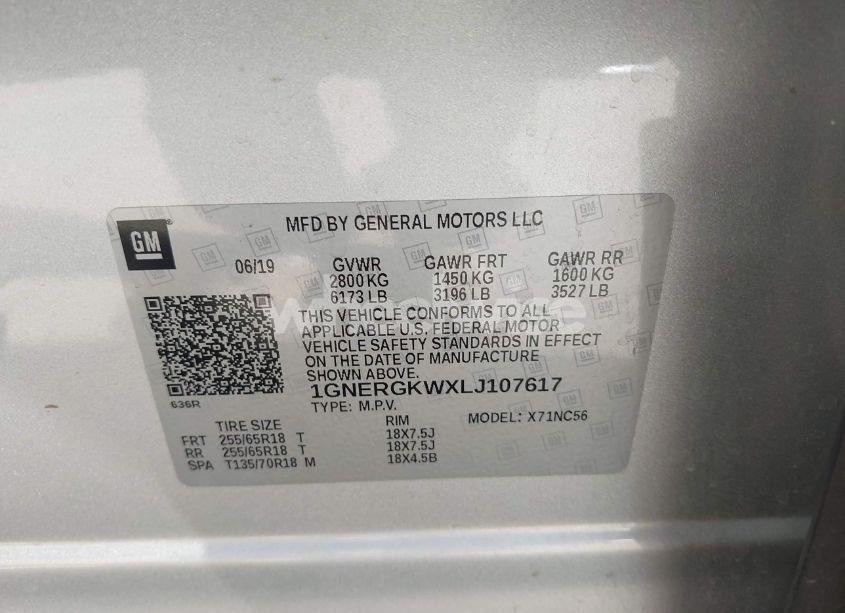 Photo 9 of 2020 Chevrolet Traverse FWD LT CLOTH (VIN 1GNERGKWXLJ107617)