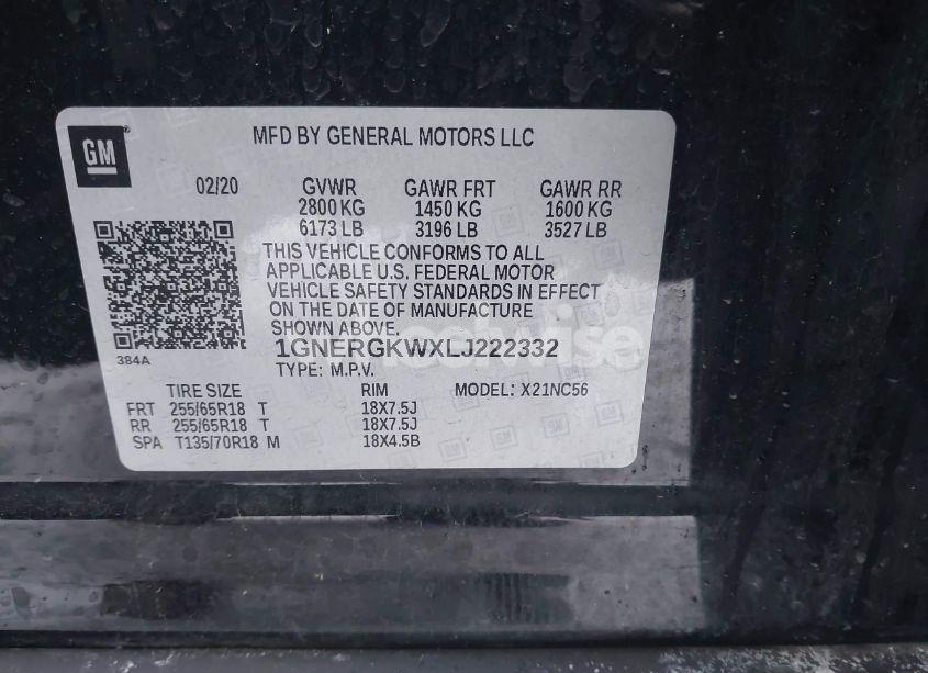 Photo 9 of 2020 Chevrolet Traverse FWD LT CLOTH (VIN 1GNERGKWXLJ222332)