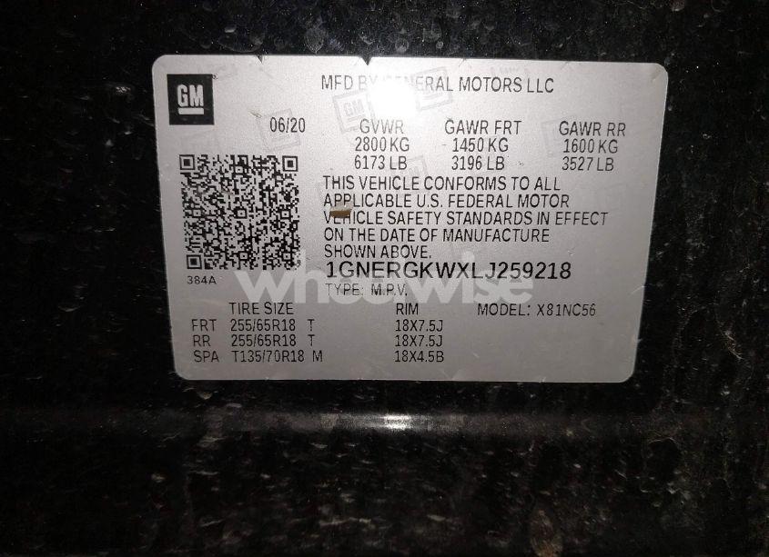 Photo 9 of 2020 Chevrolet Traverse FWD LT CLOTH (VIN 1GNERGKWXLJ259218)