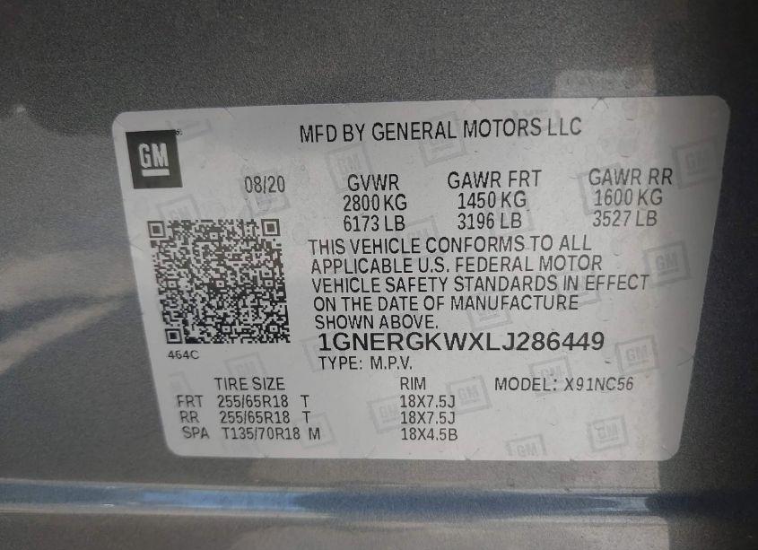 Photo 9 of 2020 Chevrolet Traverse FWD LT CLOTH (VIN 1GNERGKWXLJ286449)