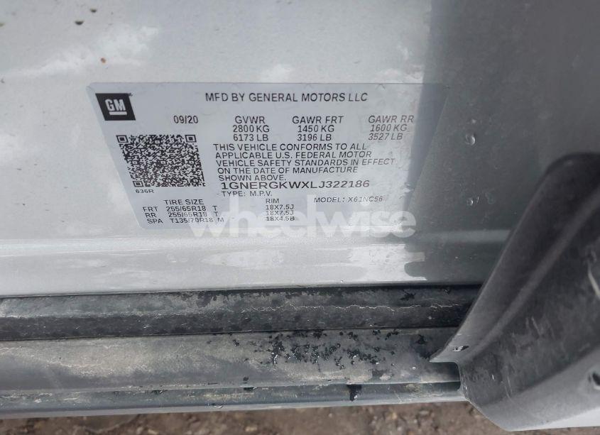 Photo 9 of 2020 Chevrolet Traverse FWD LT CLOTH (VIN 1GNERGKWXLJ322186)