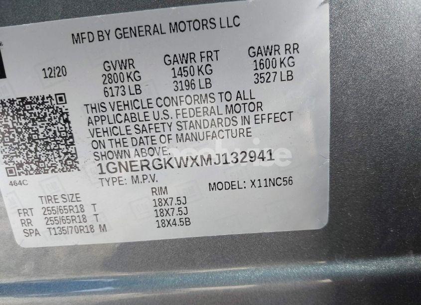 Photo 9 of 2021 Chevrolet Traverse FWD LT CLOTH (VIN 1GNERGKWXMJ132941)