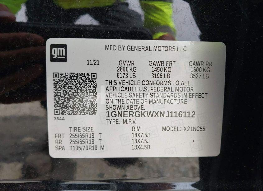 Photo 9 of 2022 Chevrolet Traverse FWD LT CLOTH (VIN 1GNERGKWXNJ116112)