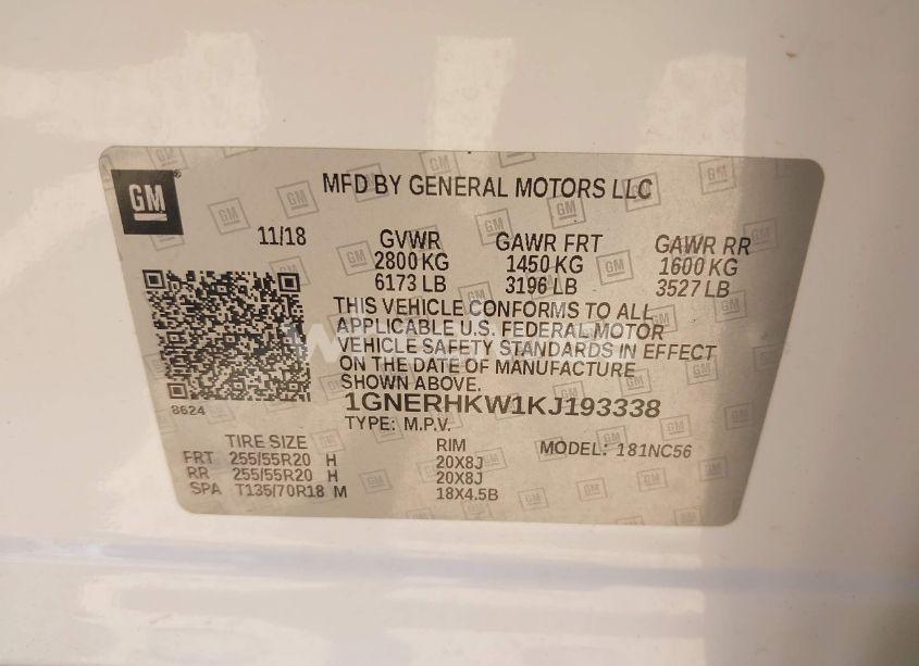 Photo 9 of 2019 Chevrolet Traverse 3LT (VIN 1GNERHKW1KJ193338)