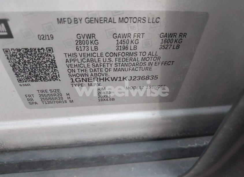 Photo 9 of 2019 Chevrolet Traverse 3LT (VIN 1GNERHKW1KJ236835)