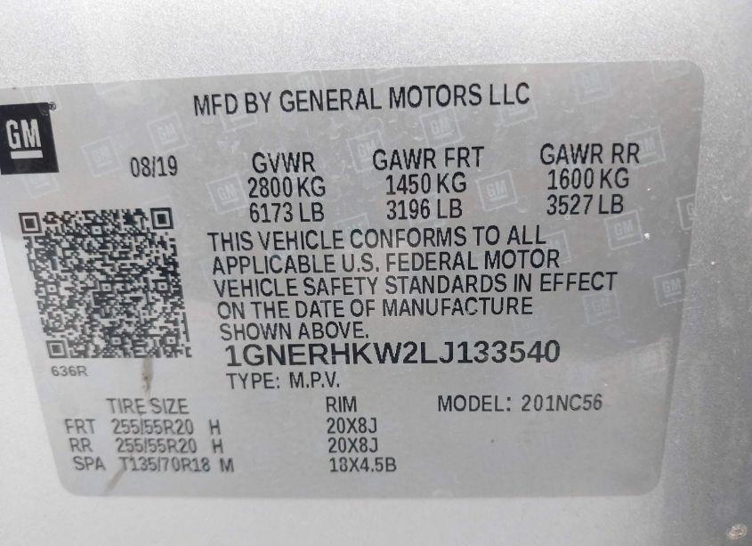 Photo 9 of 2020 Chevrolet Traverse FWD LT LEATHER (VIN 1GNERHKW2LJ133540)