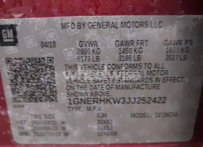 Photo 9 of 2018 Chevrolet Traverse 3LT (VIN 1GNERHKW3JJ252422)