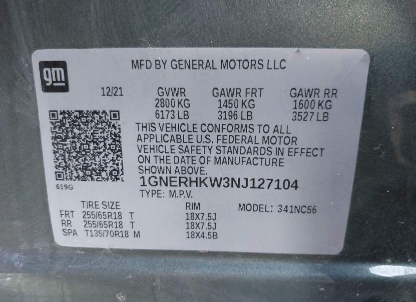 Photo 9 of 2022 Chevrolet Traverse FWD LT LEATHER (VIN 1GNERHKW3NJ127104)