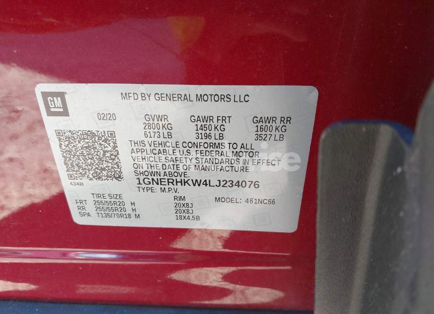 Photo 9 of 2020 Chevrolet Traverse FWD LT LEATHER (VIN 1GNERHKW4LJ234076)