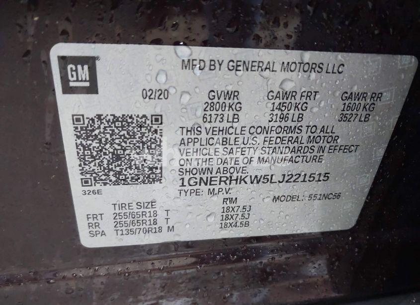 Photo 9 of 2020 Chevrolet Traverse FWD LT LEATHER (VIN 1GNERHKW5LJ221515)