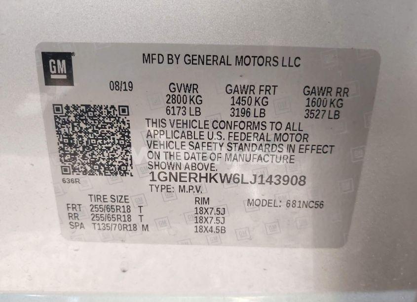 Photo 9 of 2020 Chevrolet Traverse FWD LT LEATHER (VIN 1GNERHKW6LJ143908)