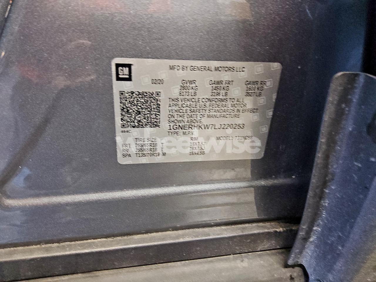 Photo 13 of 2020 CHEVROLET TRAVERSE LT (VIN 1GNERHKW7LJ220253)