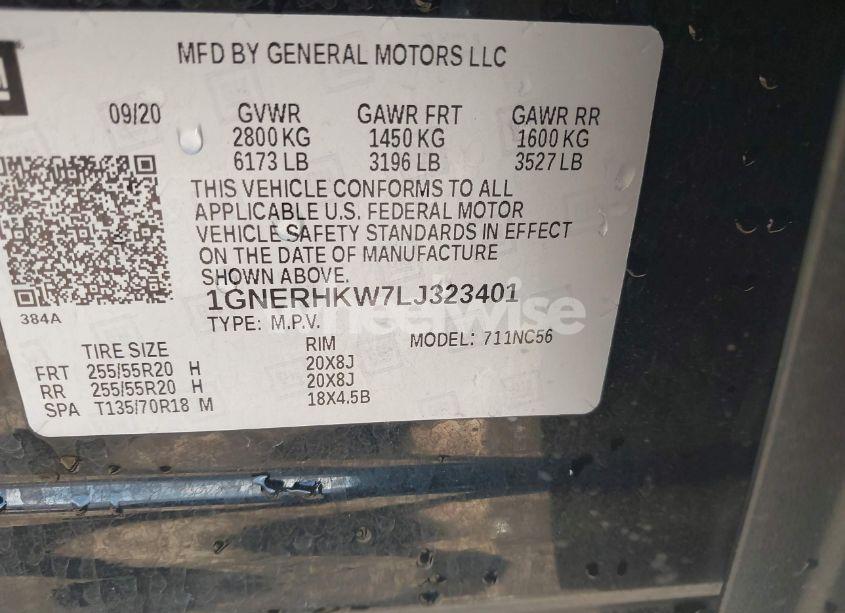 Photo 9 of 2020 Chevrolet Traverse FWD LT LEATHER (VIN 1GNERHKW7LJ323401)