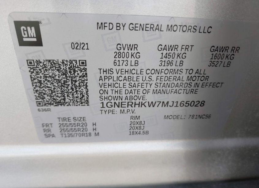 Photo 9 of 2021 Chevrolet Traverse FWD LT LEATHER (VIN 1GNERHKW7MJ165028)