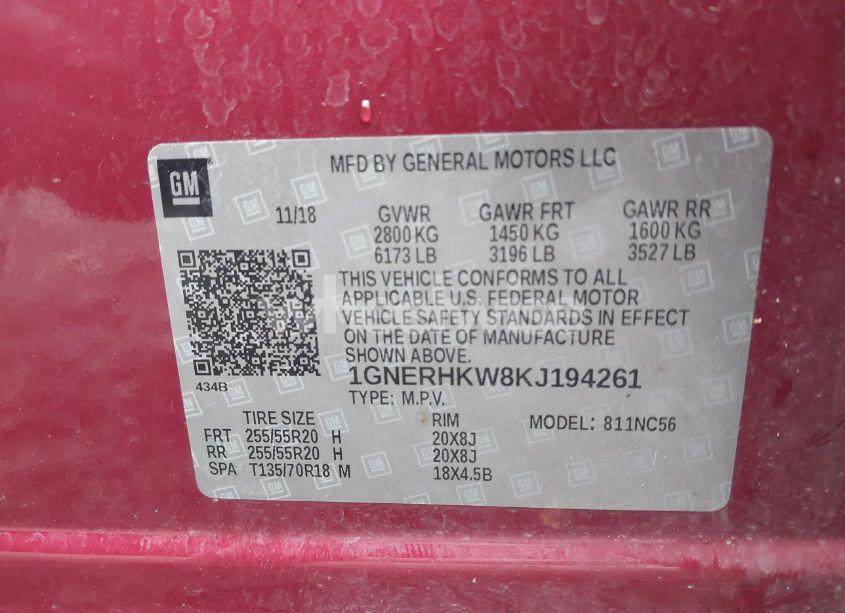 Photo 9 of 2019 Chevrolet Traverse 3LT (VIN 1GNERHKW8KJ194261)