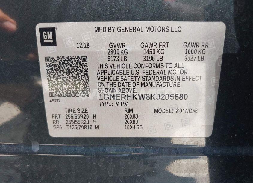 Photo 9 of 2019 Chevrolet Traverse 3LT (VIN 1GNERHKW8KJ205680)