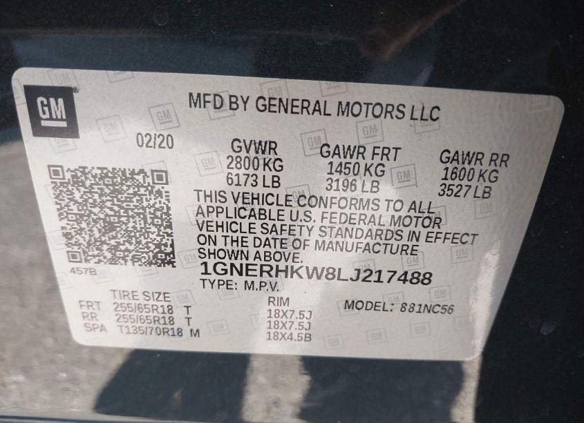 Photo 9 of 2020 Chevrolet Traverse FWD LT LEATHER (VIN 1GNERHKW8LJ217488)