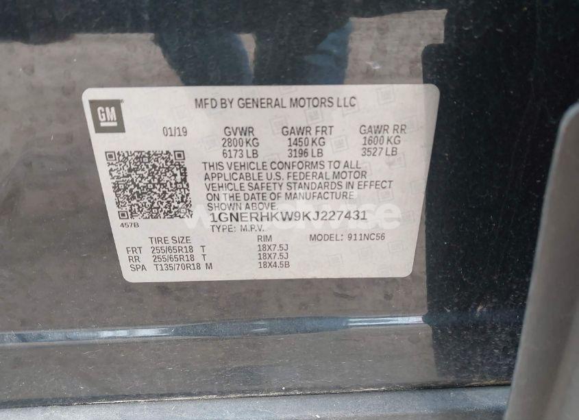 Photo 9 of 2019 Chevrolet Traverse 3LT (VIN 1GNERHKW9KJ227431)