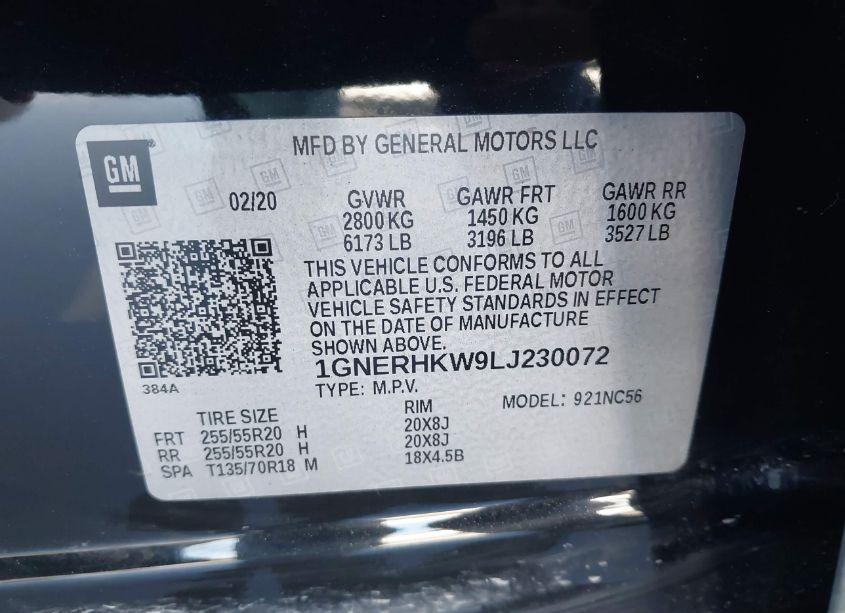 Photo 9 of 2020 Chevrolet Traverse FWD LT LEATHER (VIN 1GNERHKW9LJ230072)