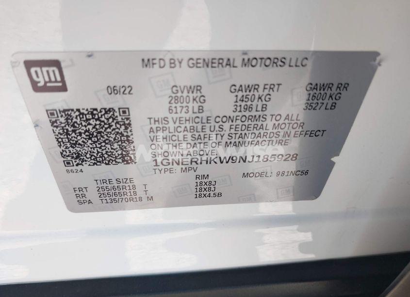 Photo 9 of 2022 Chevrolet Traverse FWD LT LEATHER (VIN 1GNERHKW9NJ185928)