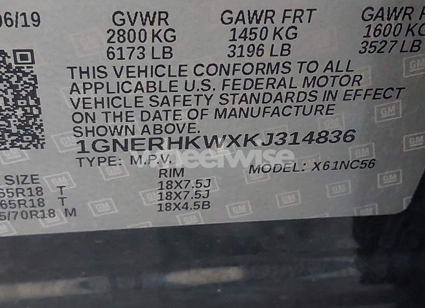 Photo 9 of 2019 Chevrolet Traverse 3LT (VIN 1GNERHKWXKJ314836)