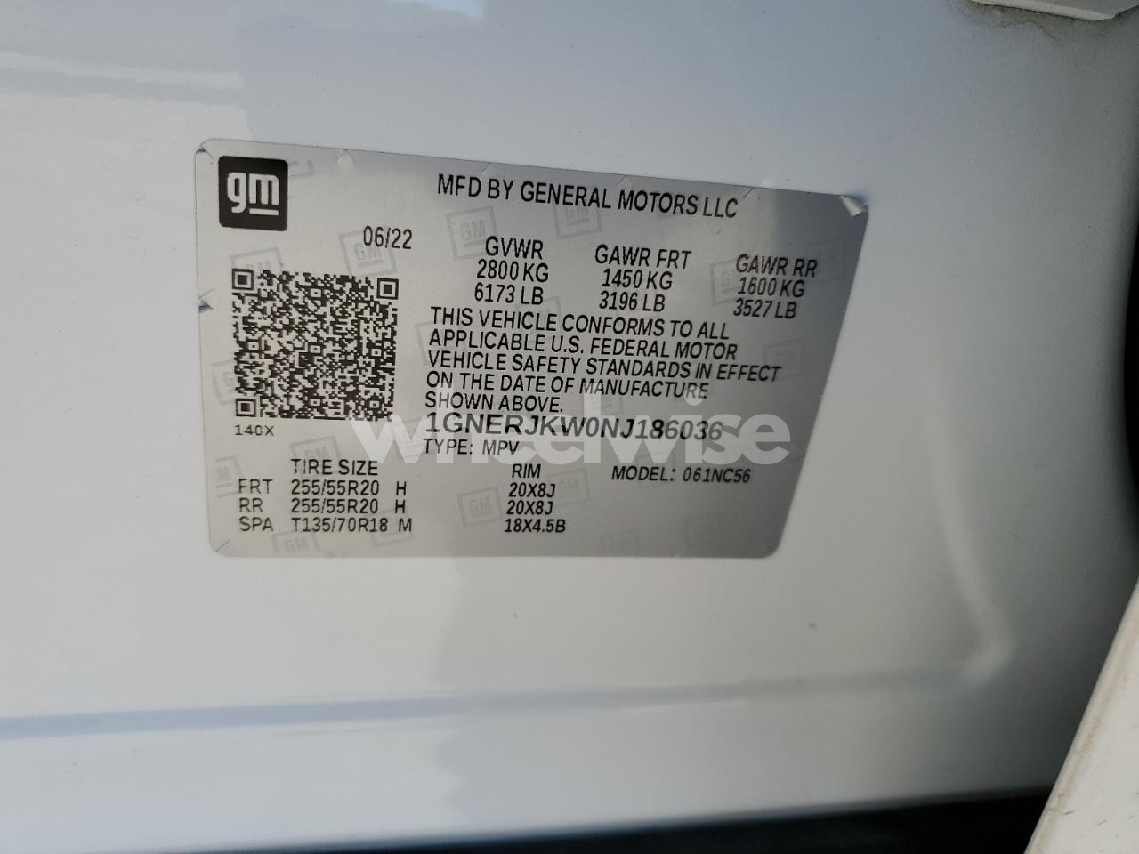 Photo 12 of 2022 CHEVROLET TRAVERSE RS (VIN 1GNERJKW0NJ186036)