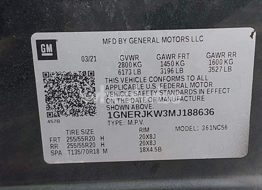 Photo 9 of 2021 Chevrolet Traverse FWD RS (VIN 1GNERJKW3MJ188636)