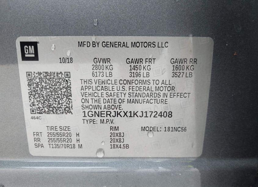 Photo 9 of 2019 Chevrolet Traverse RS (VIN 1GNERJKX1KJ172408)