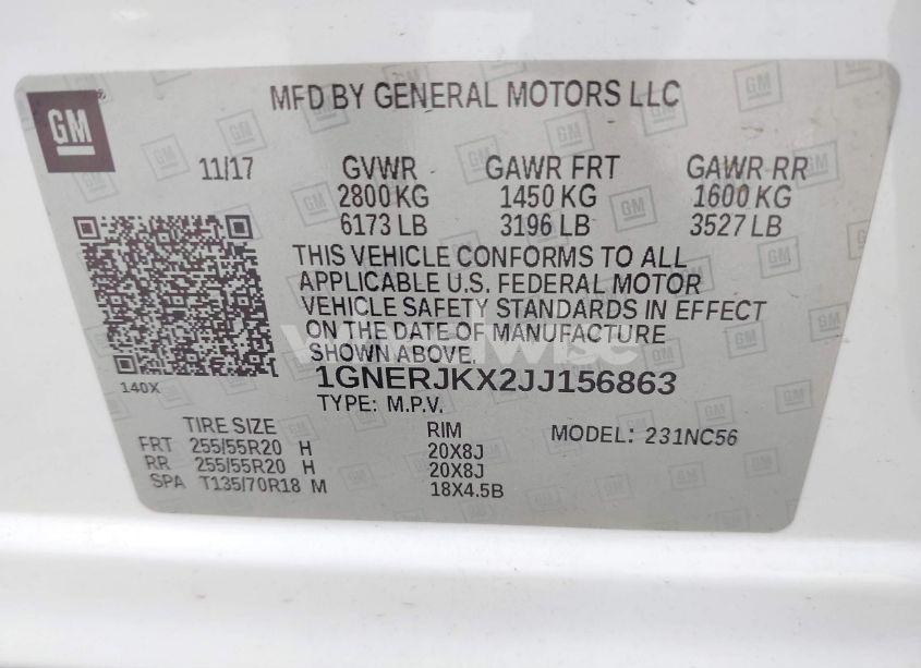 Photo 9 of 2018 Chevrolet Traverse RS (VIN 1GNERJKX2JJ156863)