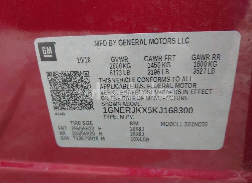 Photo 9 of 2019 Chevrolet Traverse RS (VIN 1GNERJKX5KJ168300)