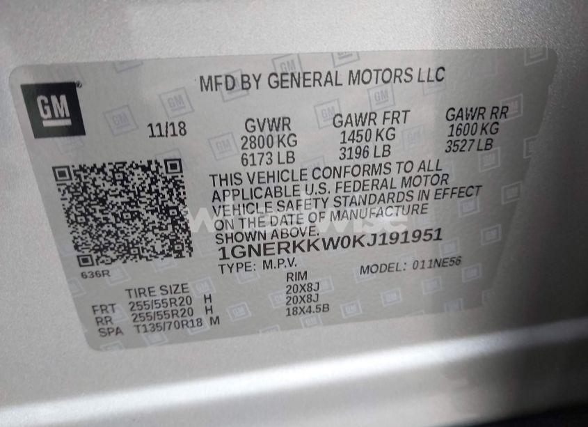 Photo 9 of 2019 Chevrolet Traverse PREMIER (VIN 1GNERKKW0KJ191951)