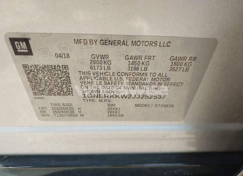 Photo 9 of 2018 Chevrolet Traverse PREMIER (VIN 1GNERKKW2JJ252537)