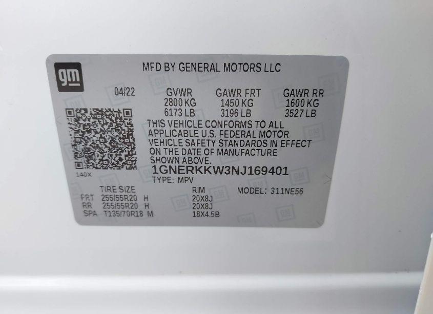 Photo 9 of 2022 Chevrolet Traverse FWD PREMIER (VIN 1GNERKKW3NJ169401)