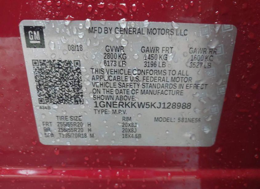 Photo 9 of 2019 Chevrolet Traverse PREMIER (VIN 1GNERKKW5KJ128988)