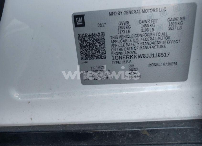 Photo 9 of 2018 Chevrolet Traverse PREMIER (VIN 1GNERKKW6JJ118517)