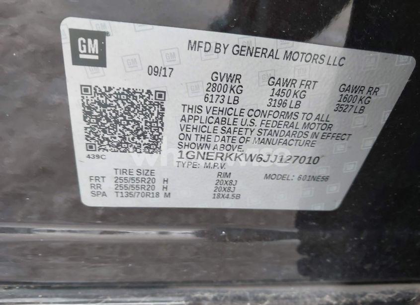 Photo 9 of 2018 Chevrolet Traverse PREMIER (VIN 1GNERKKW6JJ127010)