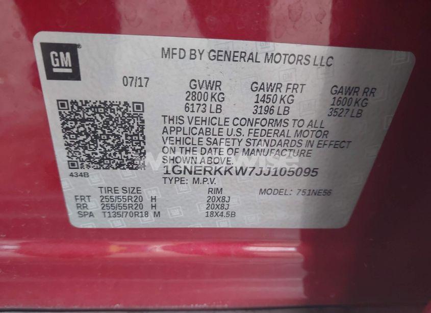 Photo 9 of 2018 Chevrolet Traverse PREMIER (VIN 1GNERKKW7JJ105095)