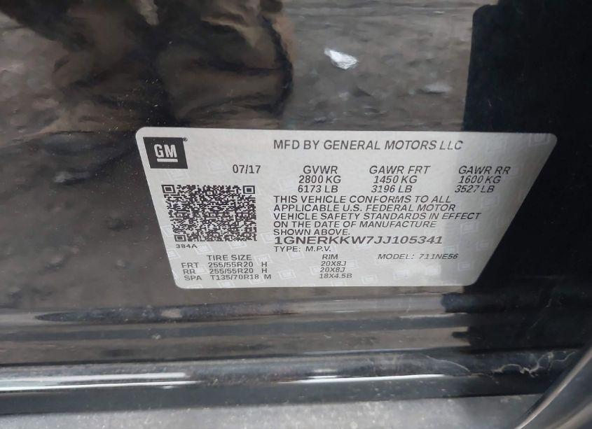 Photo 9 of 2018 Chevrolet Traverse PREMIER (VIN 1GNERKKW7JJ105341)