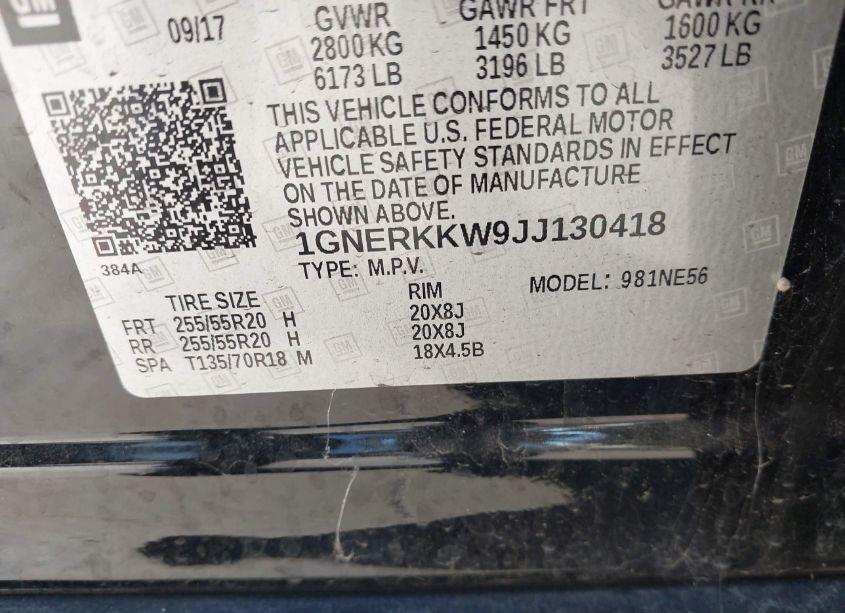 Photo 9 of 2018 Chevrolet Traverse PREMIER (VIN 1GNERKKW9JJ130418)