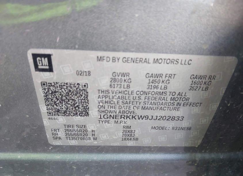 Photo 9 of 2018 Chevrolet Traverse PREMIER (VIN 1GNERKKW9JJ202833)