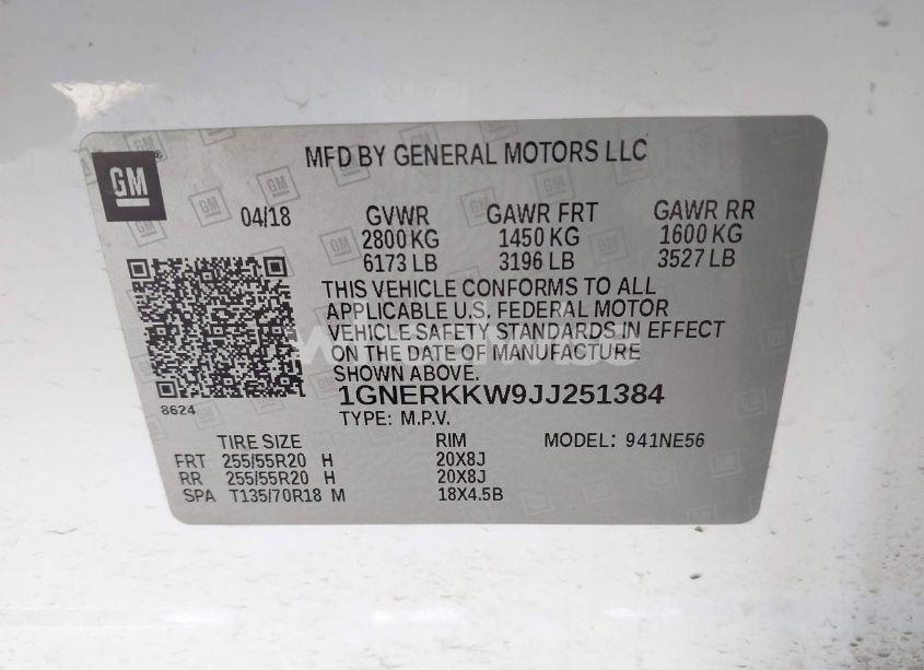 Photo 9 of 2018 Chevrolet Traverse PREMIER (VIN 1GNERKKW9JJ251384)