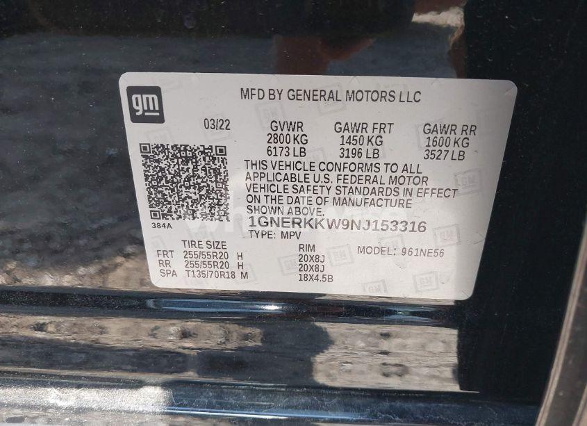 Photo 9 of 2022 Chevrolet Traverse FWD PREMIER (VIN 1GNERKKW9NJ153316)