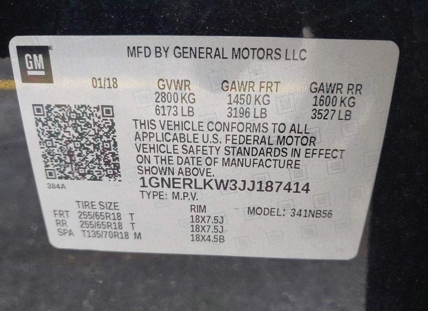 Photo 9 of 2018 Chevrolet Traverse 1FL (VIN 1GNERLKW3JJ187414)