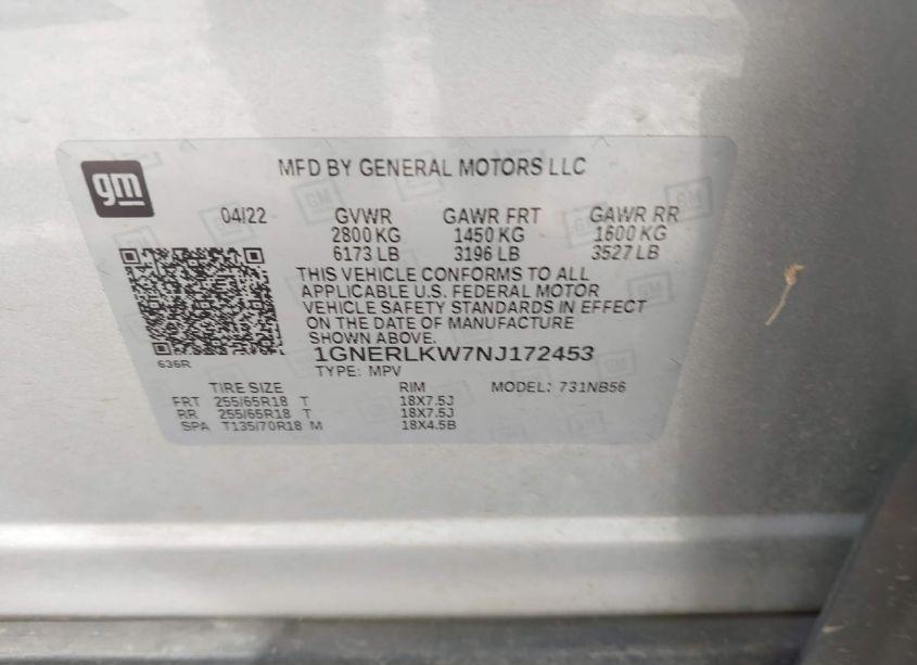 Photo 9 of 2022 Chevrolet Traverse FWD 1FL (VIN 1GNERLKW7NJ172453)