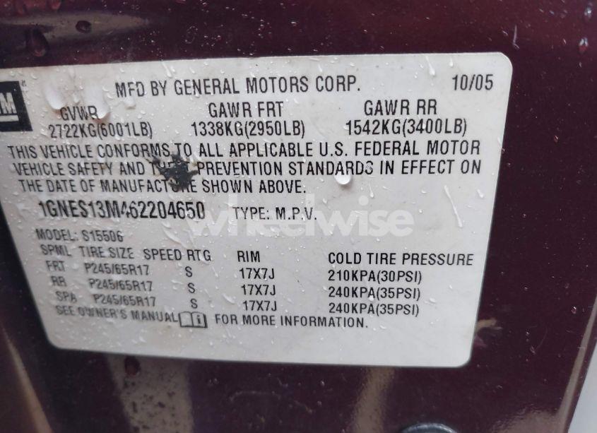 Photo 9 of 2006 Chevrolet Trailblazer LS (VIN 1GNES13M462204650)