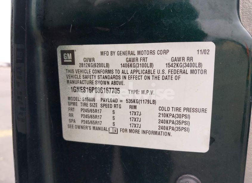 Photo 9 of 2003 Chevrolet Trailblazer EXT LT (VIN 1GNES16P036167705)