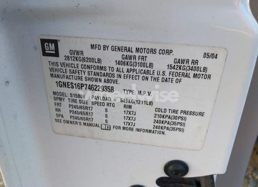 Photo 9 of 2004 Chevrolet Trailblazer EXT LT (VIN 1GNES16P746229358)