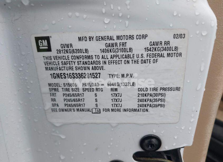 Photo 9 of 2003 Chevrolet Trailblazer EXT LT (VIN 1GNES16S336201527)